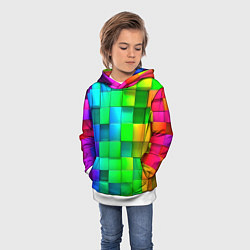 Толстовка-худи детская РАЗНОЦВЕТНЫЕ КУБИКИ MULTICOLORED CUBES, цвет: 3D-белый — фото 2