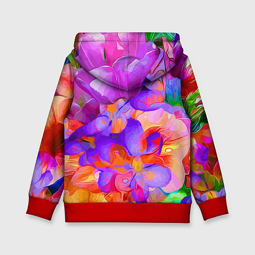 Детская толстовка Красочный цветочный паттерн Лето Colorful Floral P / 3D-Красный – фото 2