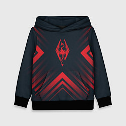 Толстовка-худи детская Красный Символ Skyrim на темном фоне со стрелками, цвет: 3D-черный