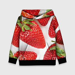 Толстовка-худи детская Strawberries, цвет: 3D-черный