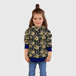 Толстовка-худи детская Золотые цветы на черном фоне, цвет: 3D-синий — фото 2