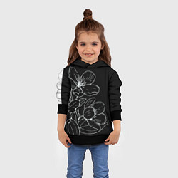 Толстовка-худи детская Ночные цветы Night flowers, цвет: 3D-черный — фото 2