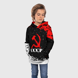 Толстовка-худи детская Ссср - серп и молот - крапинки, цвет: 3D-белый — фото 2