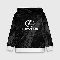 Толстовка-худи детская Lexus - следы шин, цвет: 3D-белый