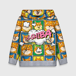Толстовка-худи детская Pop art shiba inu, цвет: 3D-меланж