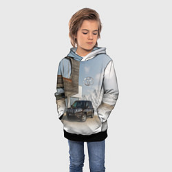 Толстовка-худи детская Тoyota Land Cruiser Prado у горного коттеджа Mount, цвет: 3D-черный — фото 2