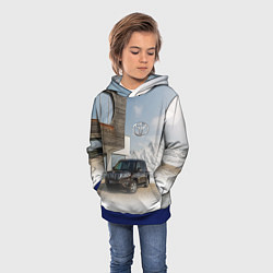 Толстовка-худи детская Тoyota Land Cruiser Prado у горного коттеджа Mount, цвет: 3D-синий — фото 2