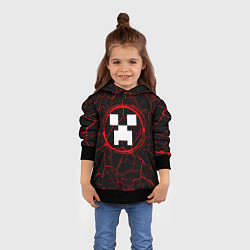 Толстовка-худи детская Символ Minecraft и краска вокруг на темном фоне, цвет: 3D-черный — фото 2