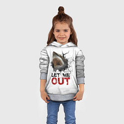 Толстовка-худи детская Акула Let me out - пасть акулы, цвет: 3D-меланж — фото 2