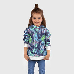 Толстовка-худи детская Разноцветные Листья Пальм, цвет: 3D-белый — фото 2