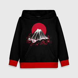 Толстовка-худи детская Гора Фудзи Цветение сакуры, цвет: 3D-красный