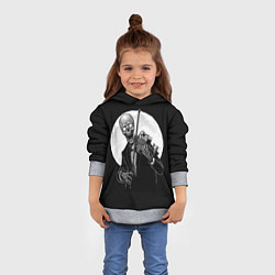 Толстовка-худи детская Скелет скрипач под полной луной, цвет: 3D-меланж — фото 2