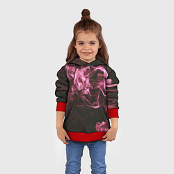 Толстовка-худи детская Неоновые пары дыма - Розовый, цвет: 3D-красный — фото 2