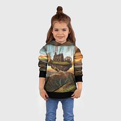 Толстовка-худи детская Горный пейзаж в стиле Стимпанк, цвет: 3D-черный — фото 2