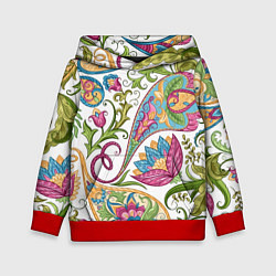 Толстовка-худи детская Fashionable floral Oriental pattern Summer 2025, цвет: 3D-красный