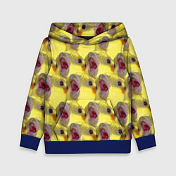 Толстовка-худи детская Попугай Корелла Орёт Мем, цвет: 3D-синий