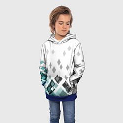 Толстовка-худи детская Geometric pattern Геометрический узор ромбы, цвет: 3D-синий — фото 2