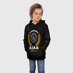 Толстовка-худи детская Лого Ajax и надпись Legendary Football Club на тем, цвет: 3D-черный — фото 2