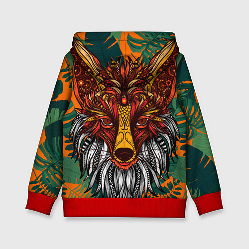 Детская толстовка Рыжая Лиса африканский узор Разноцветная лисичка / 3D-Красный – фото 2