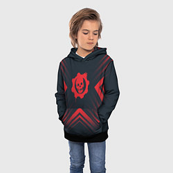 Толстовка-худи детская Красный Символ Gears of War на темном фоне со стре, цвет: 3D-черный — фото 2