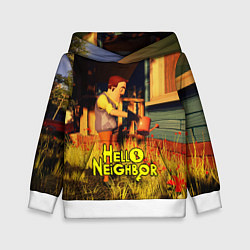 Толстовка-худи детская Hello Neighbor Привет сосед Сосед поливает, цвет: 3D-белый