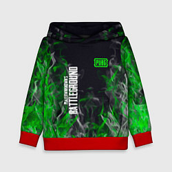 Толстовка-худи детская Pubg - зелёное пламя, цвет: 3D-красный