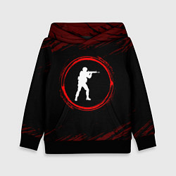 Толстовка-худи детская Символ Counter Strike и краска вокруг на темном фо, цвет: 3D-черный