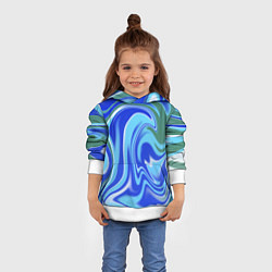 Толстовка-худи детская Тай-дай с синим, зелёным и белым цветом, цвет: 3D-белый — фото 2