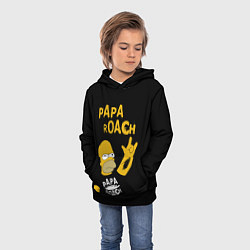 Толстовка-худи детская Papa Roach, Гомер Симпсон, цвет: 3D-черный — фото 2