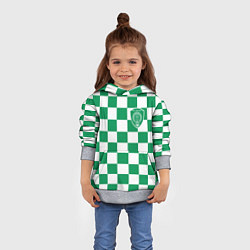 Толстовка-худи детская ФК Ахмат на фоне бело зеленой формы в квадрат, цвет: 3D-меланж — фото 2