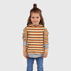 Толстовка-худи детская Треугольники на оранжевом фоне, цвет: 3D-меланж — фото 2