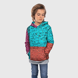 Толстовка-худи детская Каменно-кирпичная броня - Оранжевый, цвет: 3D-меланж — фото 2