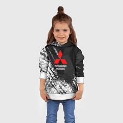Толстовка-худи детская Mitsubishi - След протектора, цвет: 3D-белый — фото 2