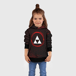 Толстовка-худи детская Символ Zelda и краска вокруг на темном фоне, цвет: 3D-черный — фото 2