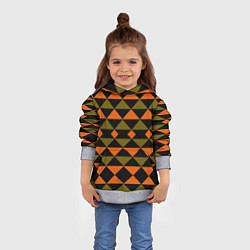Толстовка-худи детская Геометрический узор черно-оранжевые фигуры, цвет: 3D-меланж — фото 2