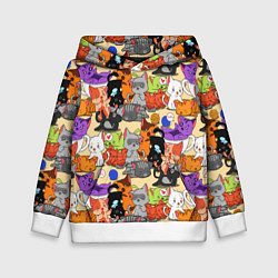 Толстовка-худи детская Котики-такие котики, цвет: 3D-белый