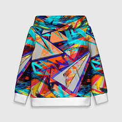 Толстовка-худи детская Яркий неоновый абстрактный узор, цвет: 3D-белый