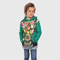 Толстовка-худи детская Фрида Кало - Арт Портрет, цвет: 3D-меланж — фото 2