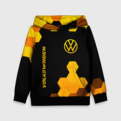 Толстовка-худи детская Volkswagen - gold gradient: символ и надпись верти, цвет: 3D-черный