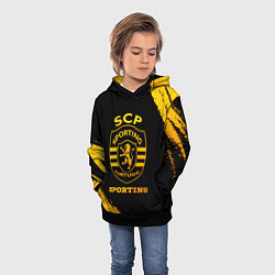 Толстовка-худи детская Sporting - gold gradient, цвет: 3D-черный — фото 2