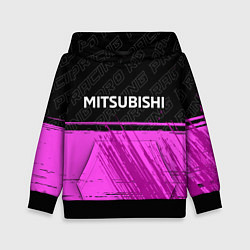 Толстовка-худи детская Mitsubishi pro racing: символ сверху, цвет: 3D-черный