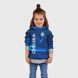 Толстовка-худи детская Chelsea Синяя абстракция, цвет: 3D-меланж — фото 2