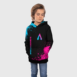 Толстовка-худи детская Apex Legends - neon gradient: символ и надпись вер, цвет: 3D-черный — фото 2