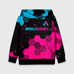 Толстовка-худи детская Apex Legends - neon gradient: символ сверху, цвет: 3D-черный