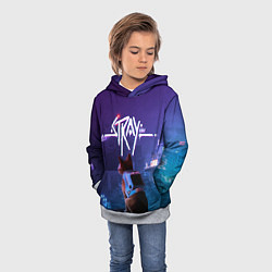 Толстовка-худи детская Stray кот неон, цвет: 3D-меланж — фото 2