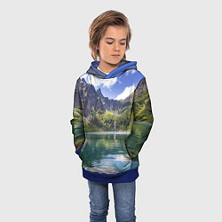 Толстовка-худи детская Прозрачное горное озеро, цвет: 3D-синий — фото 2