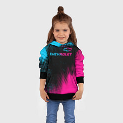 Толстовка-худи детская Chevrolet - neon gradient: символ сверху, цвет: 3D-черный — фото 2