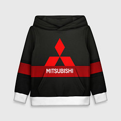 Толстовка-худи детская Mitsubishi - логотип - красная полоса, цвет: 3D-белый