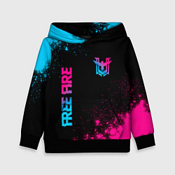 Детская толстовка Free Fire - neon gradient: символ и надпись вертик