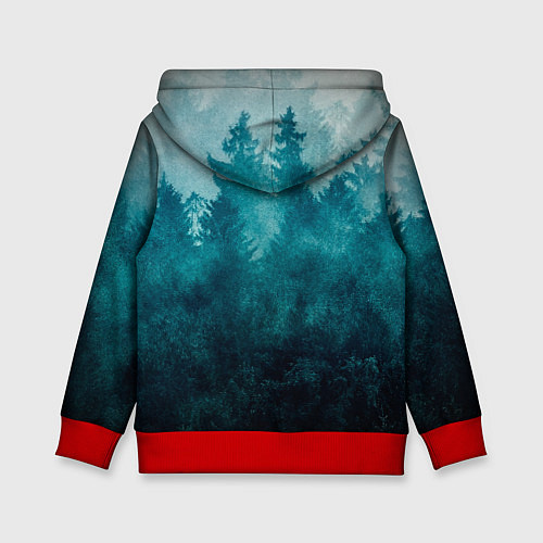 Детская толстовка Темный хвойный лес / 3D-Красный – фото 2